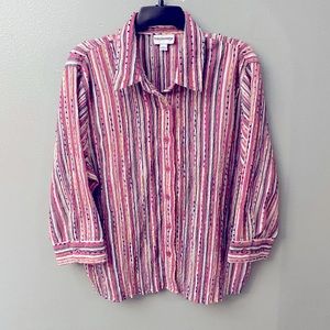 Multicolored Gauze Button Up